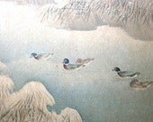 Vintage Japanese Print Ducks in Winter Magazine Insert July 1935