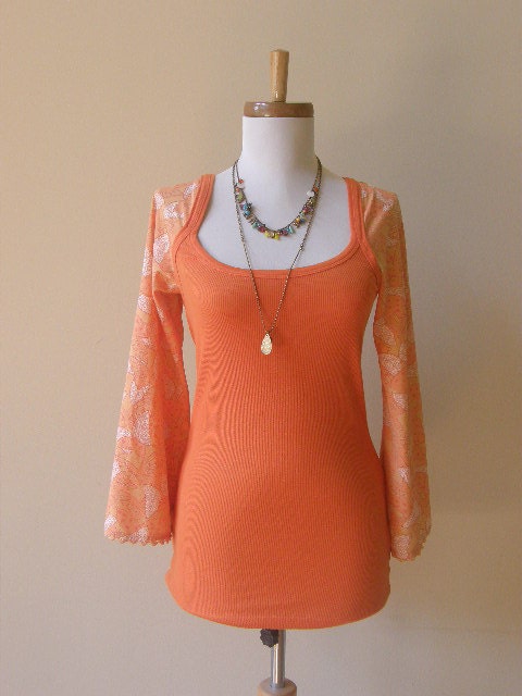 Creamsicle Eco-friendly Upcycled Long sleeve Tank S/M