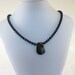 Dark Blue Necklace Choker Glass Pearls Navy Blue Quartz Antique Copper