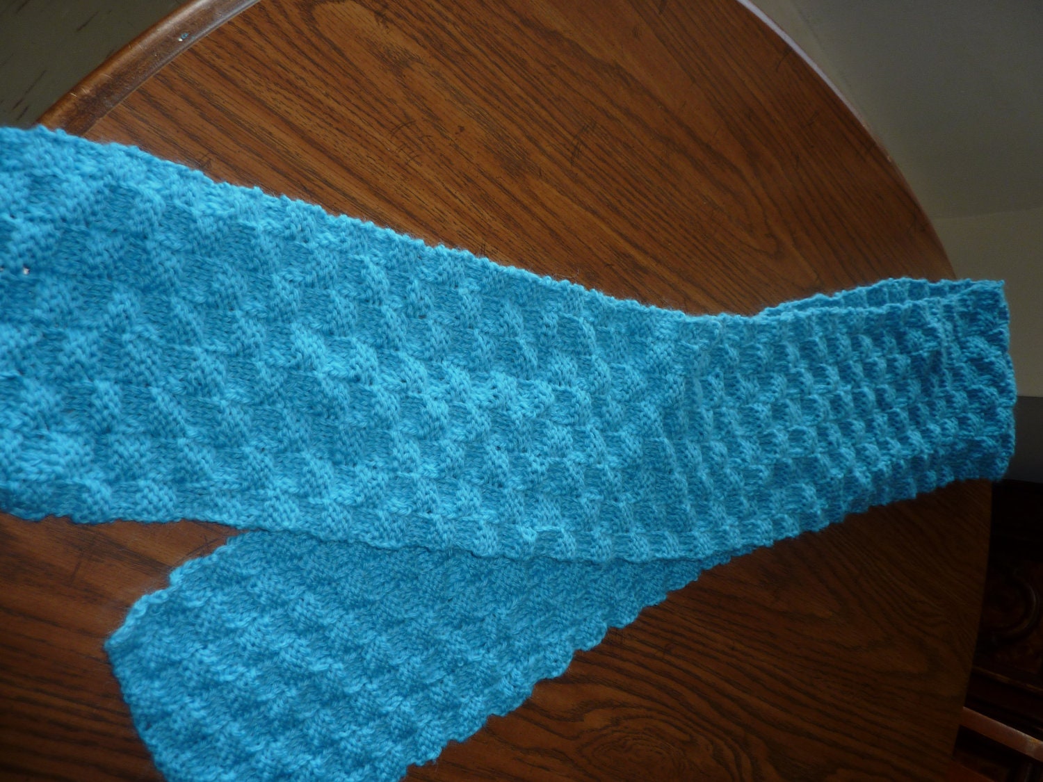 Turquoise Wool Scarf - Turquoise Hand Knit Scarf - Teen Girl Turquoise Scarf - Women's Turquoise Scarf