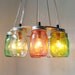 Tropical Fruit Mason Jar Chandelier - Upcycled Hanging Mason Jar Lighting Fixture Direct Hardwire - BootsNGus Lamps Rustic Home Decor