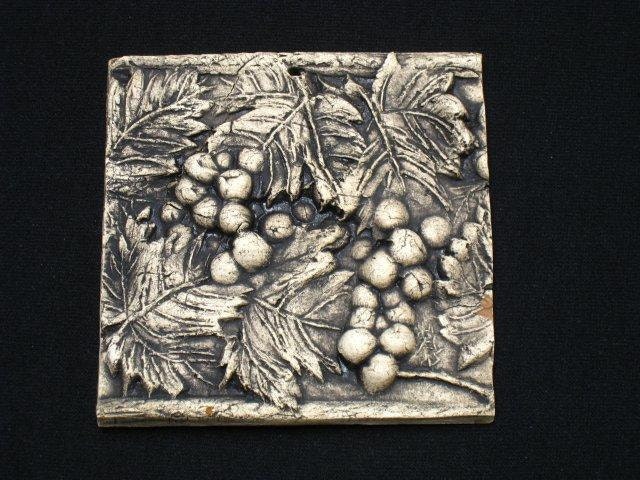 Grapes 4x4 ceramic pottery porcelain relief fruit tile