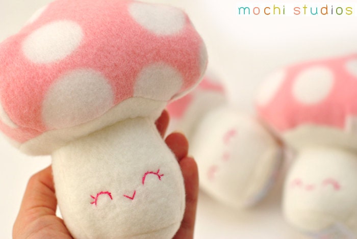 Pink Spotted Mushroom Plush