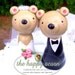 Teddy Bears Wedding Cake Topper - Custom Made in Your Choice of Color - Kawaii Woodland Animals