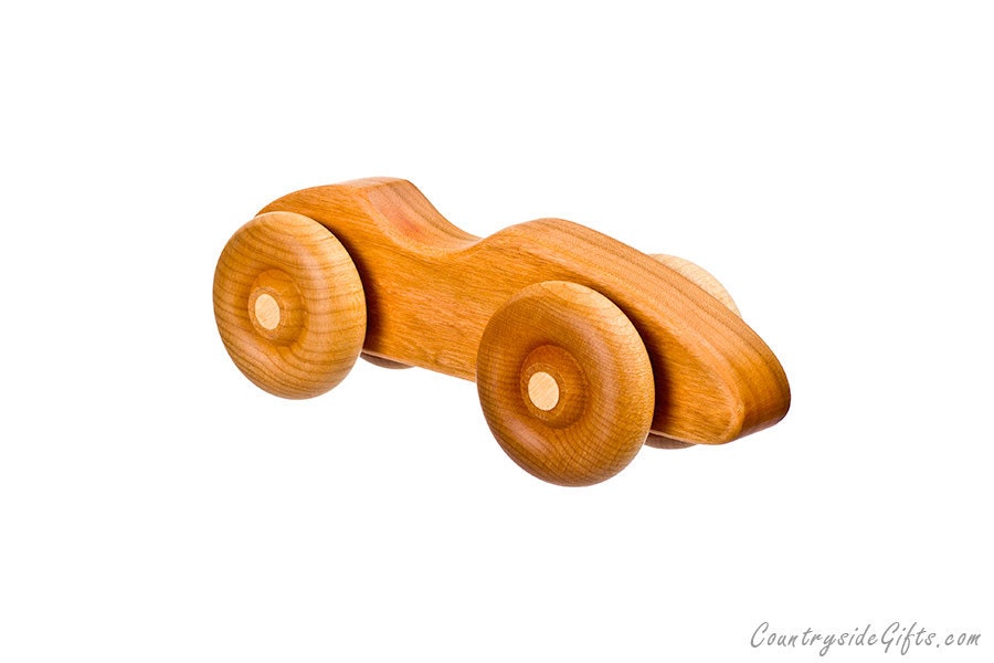 Wooden Toy Cars - Handcrafted Natural and Organic Wooden Toy Car-  Hardwood Wooden Toy Sports Car  - Cherry Wood - Wooden Toy Cars