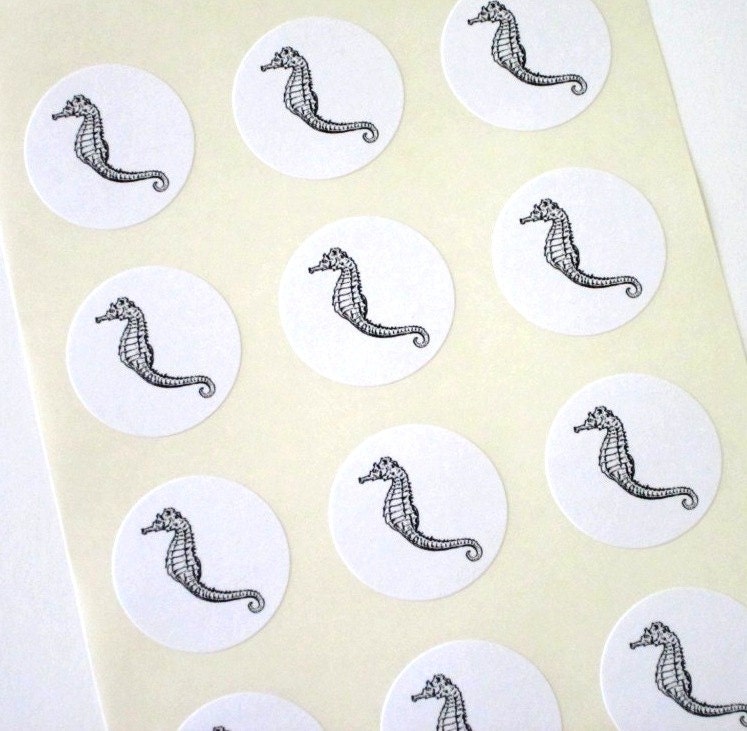 Seahorse Stickers One Inch Round Seals