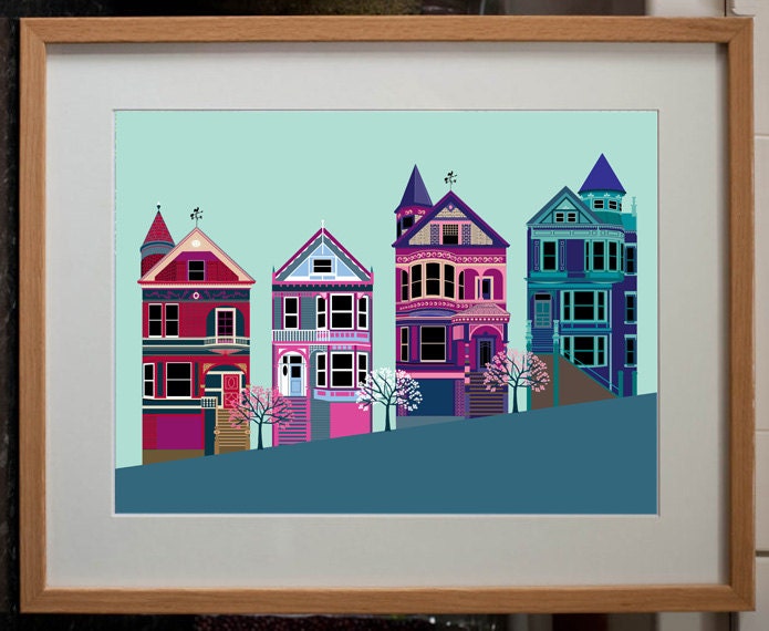 San Francisco Painted Ladies Art Print