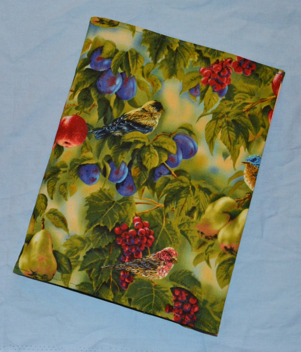 A4 Refillable Fruit ORCHARD BIRDS Fabric Journal 9.8 x 12.6 Inch Travel Art Sketch Planner Journal Book Cover