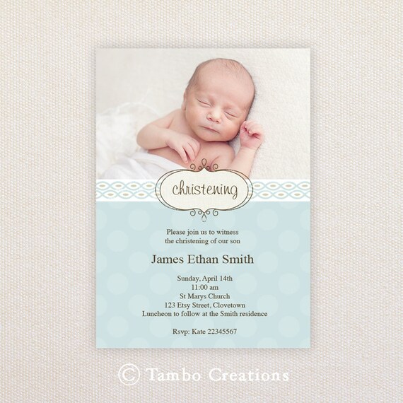 Boys Photo Christening/baptism Invitations. I Customize, You Print. Il_570xn