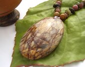 Necklace oval pendant gemstone sterling silver