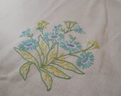Vintage Table Cloth Embroidered Flower 47 X 64