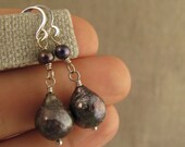 black freshwater teardrop pearl dangles