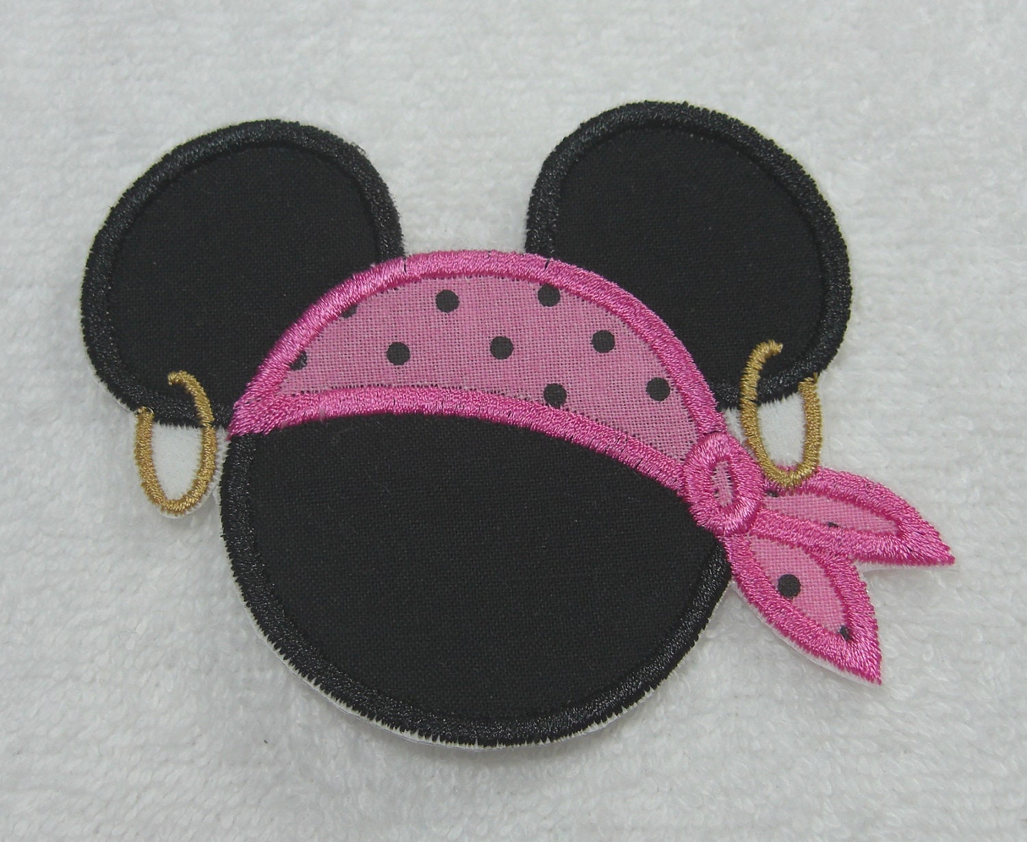Minnie Mouse Pirate Fabric Embroidered Iron On Applique Patch Ready to Ship
