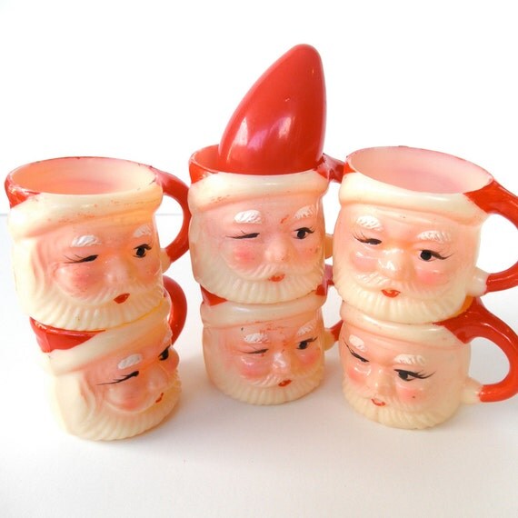 Plastic vintage of set Etsy on 6 cups  VintageRescueSquad Vintage Cups Santa santa by