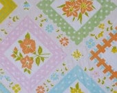 vintage sheet fabric fat quarter (pastel floral patchwork style with dots and squares and lines)