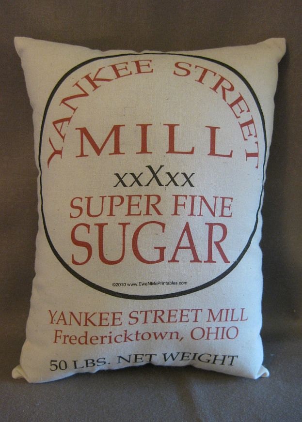 Feed Sack PIllow,  Sugar,   Retro Grain Sack PIllow,  Feedsack