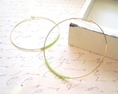 Green Seed Bead Hoop Earrings, Large Gold Plated Earrings, Hoop Earrings, Gold Hoops, Also Available in Silver