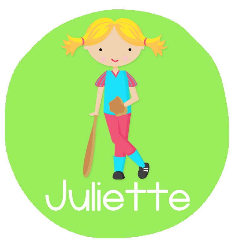 Personalized Softball Design for a girl - Available in various colors and sizes