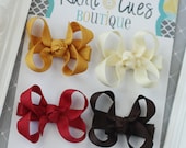 Itty Bitty Bows - Set of 4 Clippies- Fall Essentials - Snap Clips Available Upon Request