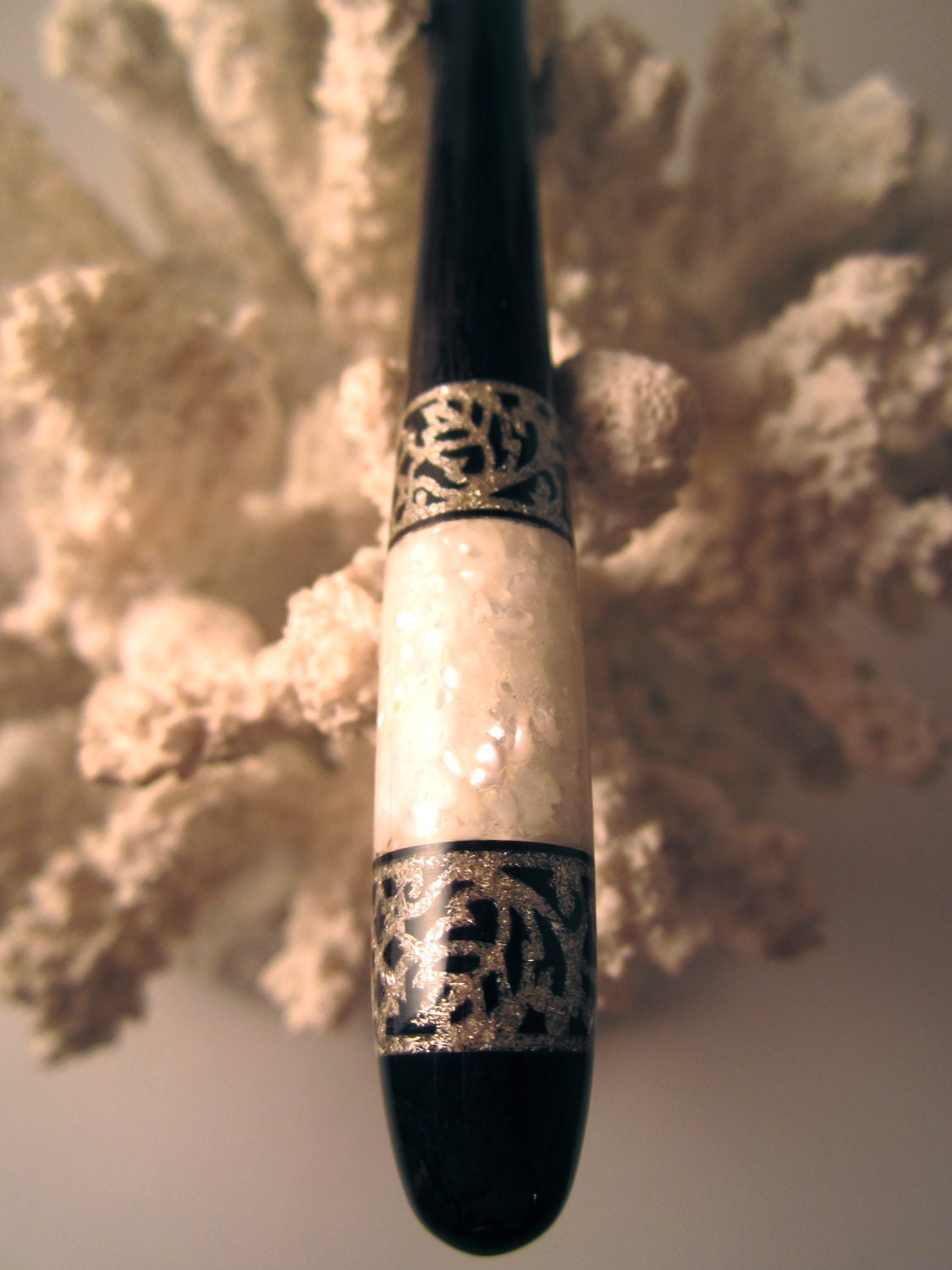 The "Petite" Fancy Scroll Featuring African Blackwood Inlaid with Mother of Pearl and Silver