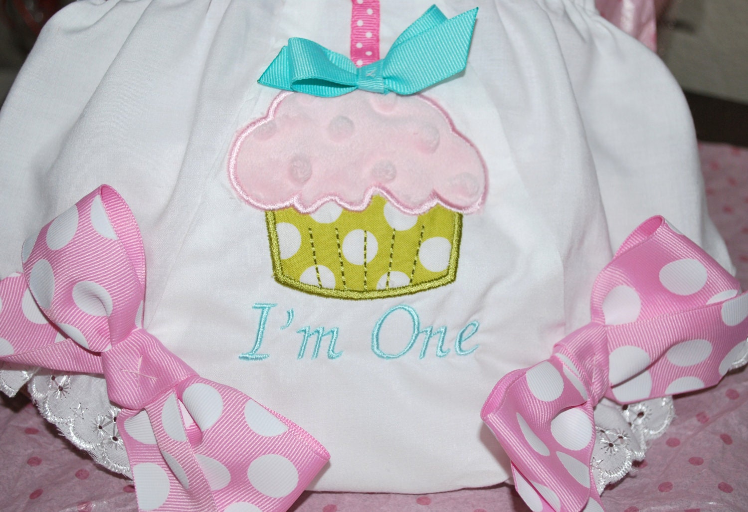 Cupcake 1st Birthday Bloomers Diaper Cover Personalized I'm one
