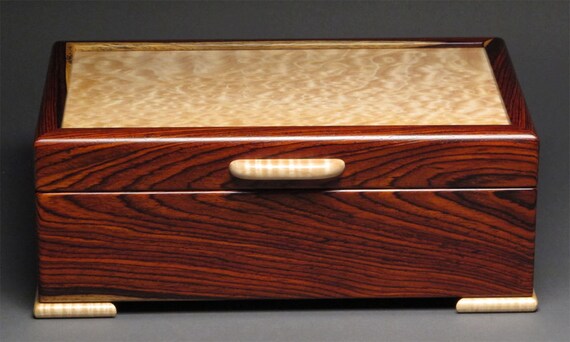 Cocobolo Jewelry Box with Secret Compartment by watswood on Etsy