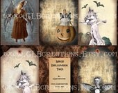 Large Pre-decorated Halloween Manilla Tags for Scrapbooking or Altered Art