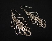 Vintage Modernist Sterling Silver Teardrop Hooks Dangle Pierced Earrings