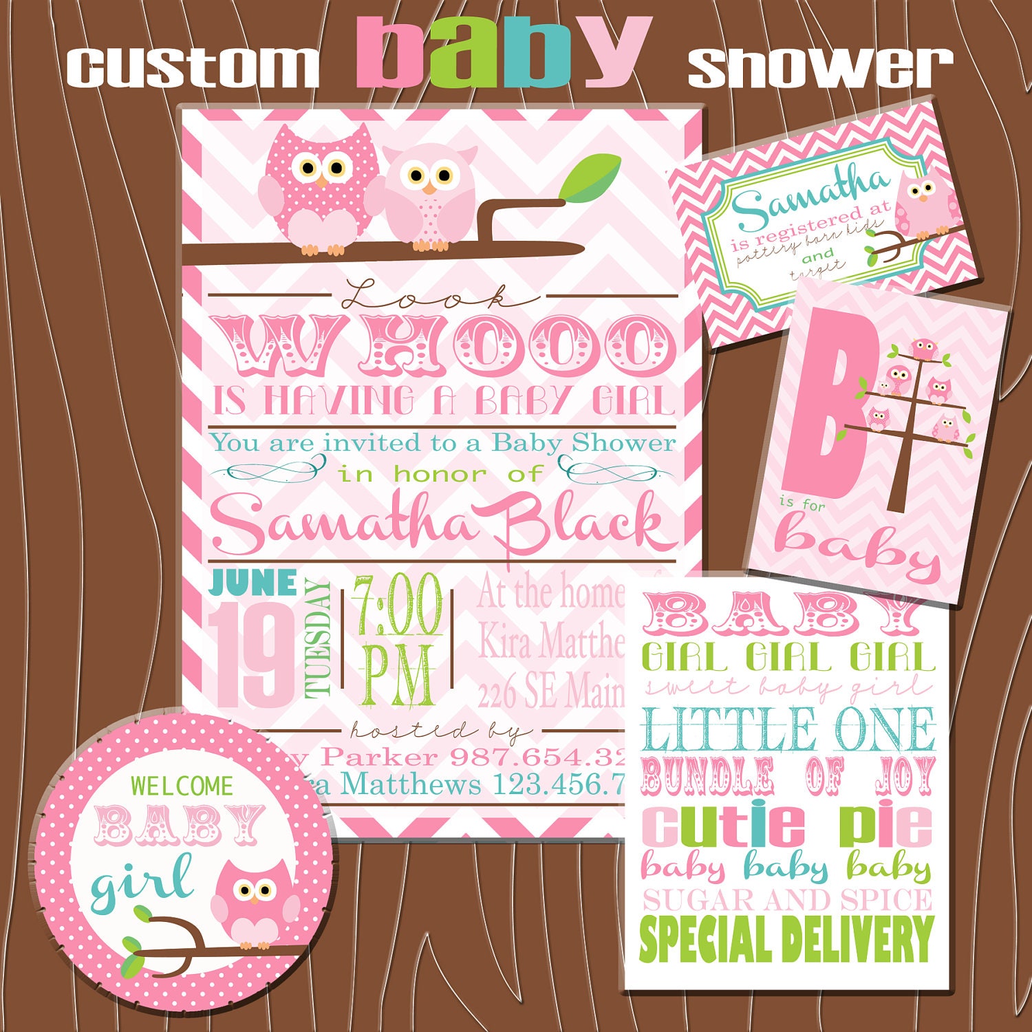 Custom Owl Baby Shower Printable Kit Il_570xn