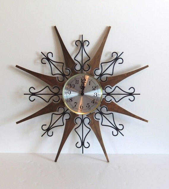 Vintage Starburst Clock Welby Wall Clock by NimblesNook on Etsy