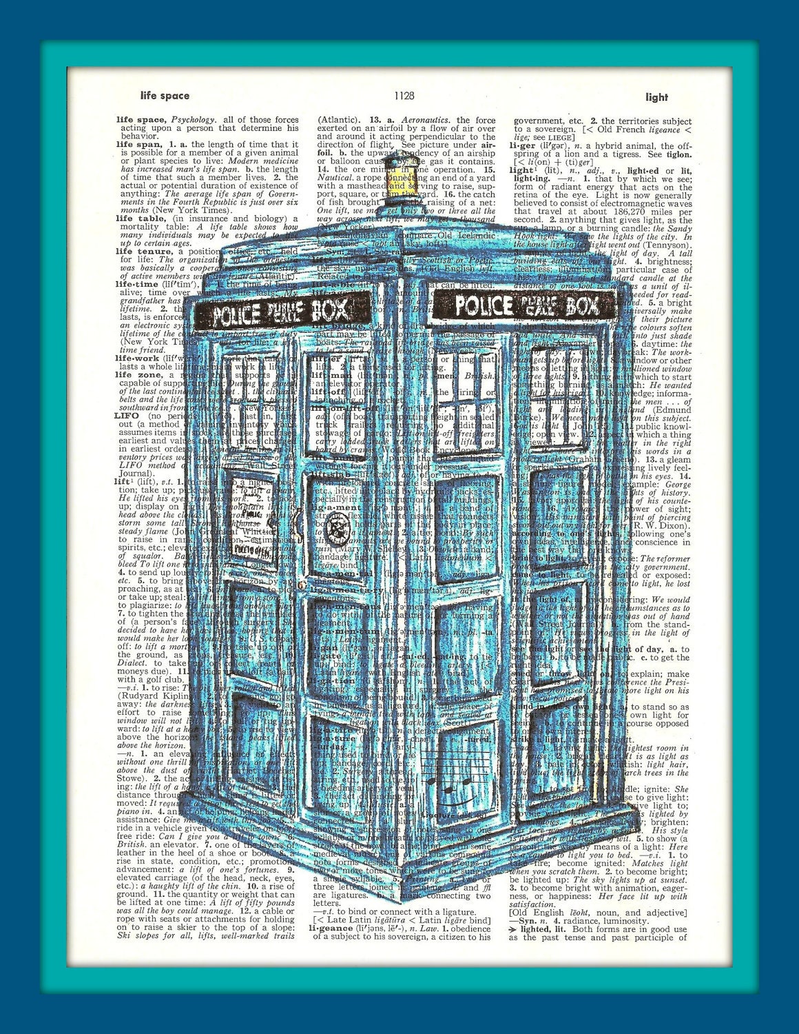 Buy Any 2 Prints get 1 Free Dr. Who Tardis Hand Drawn Vintage Dictionary Art