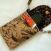 Cell Phone Case With Detachable Neck Strap Quilted Brown Tones