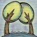 BOGO SALE - Yellow, Green and Brown Trees on a Hill 8x10 Friendship Wall Art Print - Lean on Me