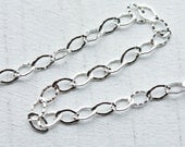 3 feet, Italian Sterling Silver Chain, Small Textured Flat Oval Links, M/FZL060