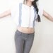 Handmade Cropped Hippie Mexican Embroidered White Blouse XS S