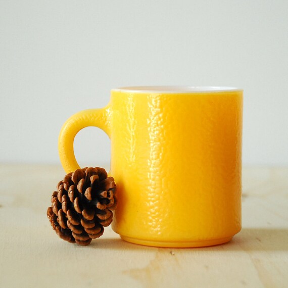 Yellow Fire King Mug Anchor Hocking Milk Glass Mug by vint