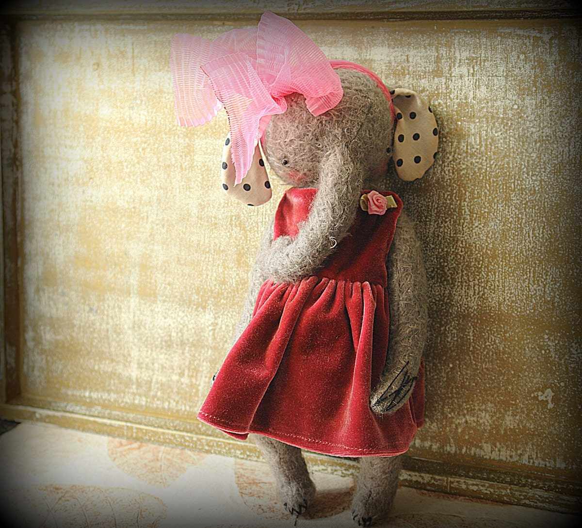NEW PDF Epattern for 11 inch Mohair Elephant Sweet Chloe - the pattern for the dress is included - by Sasha Pokrass