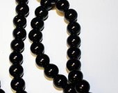 Black Glass Pearls, approx 10mm  15 Inch Strand