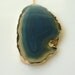 Artemis ...long large 14K gold rimmed teal blue green geode slice necklace.