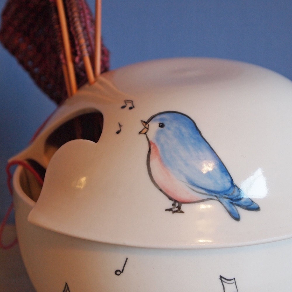 yarn bowl with little bluebird