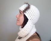 INSTANT DOWNLOAD Trapper Hat CROCHET pattern chunky hat scarf warmer pdf