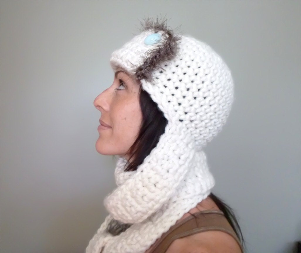 INSTANT DOWNLOAD Trapper Hat CROCHET pattern chunky hat scarf warmer pdf