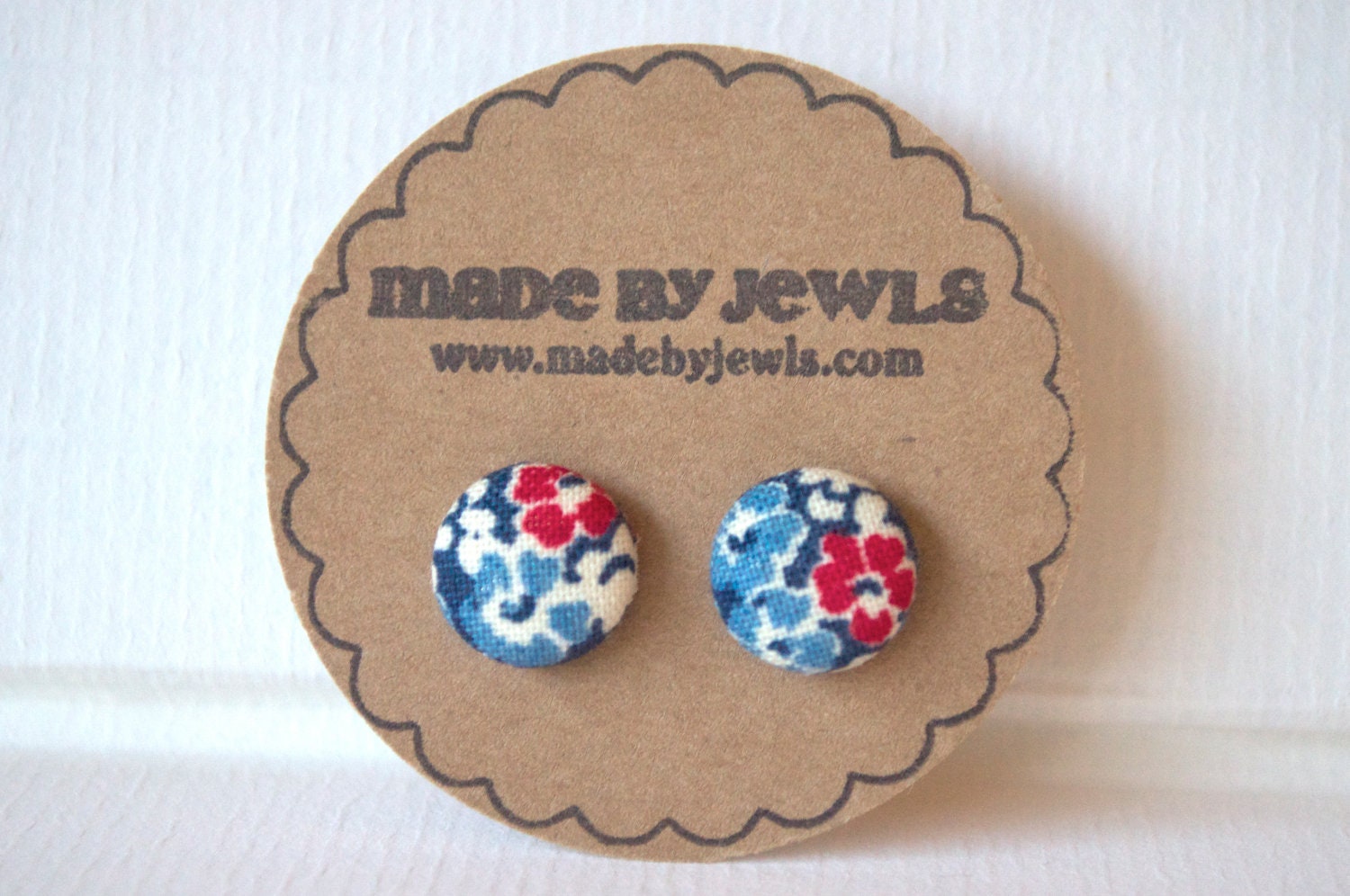 Royal Blush Fabric Covered Button Earrings