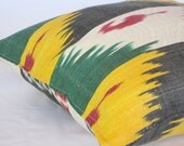 15x15 silk cotton Uzbek Ikat Pillow case - fully hand loom and hand made item SilkWay