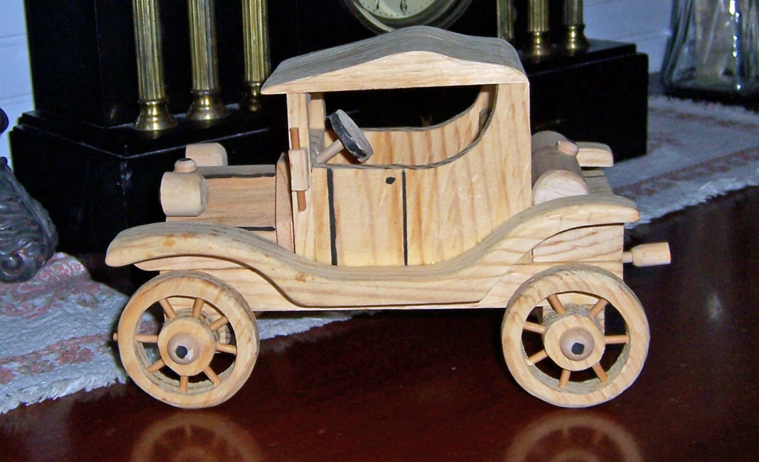 carved wooden cars