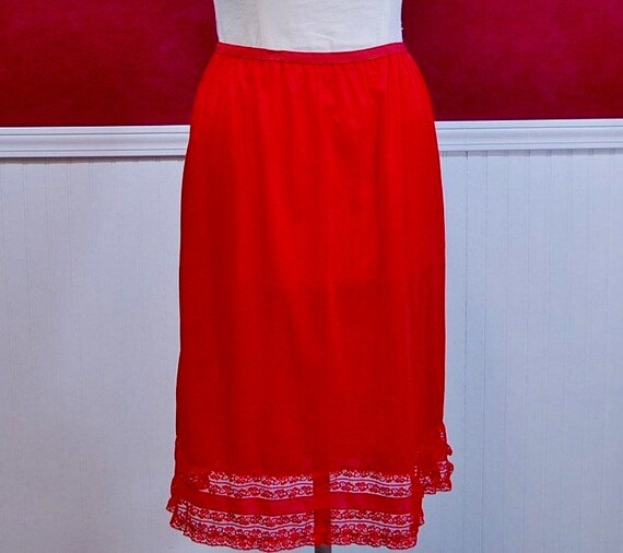 Vintage Red Slip Half Slip Red Vintage Half Slip by WizzleSneet