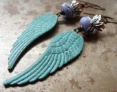 Brass Wing Earrings - Patina Dangles