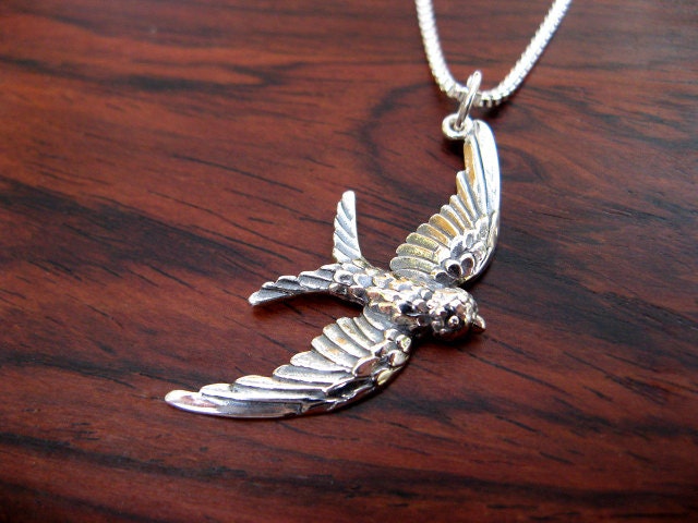 Take Flight - Sterling Silver Bird Necklace - Bird Charm - Sterling Silver Chain