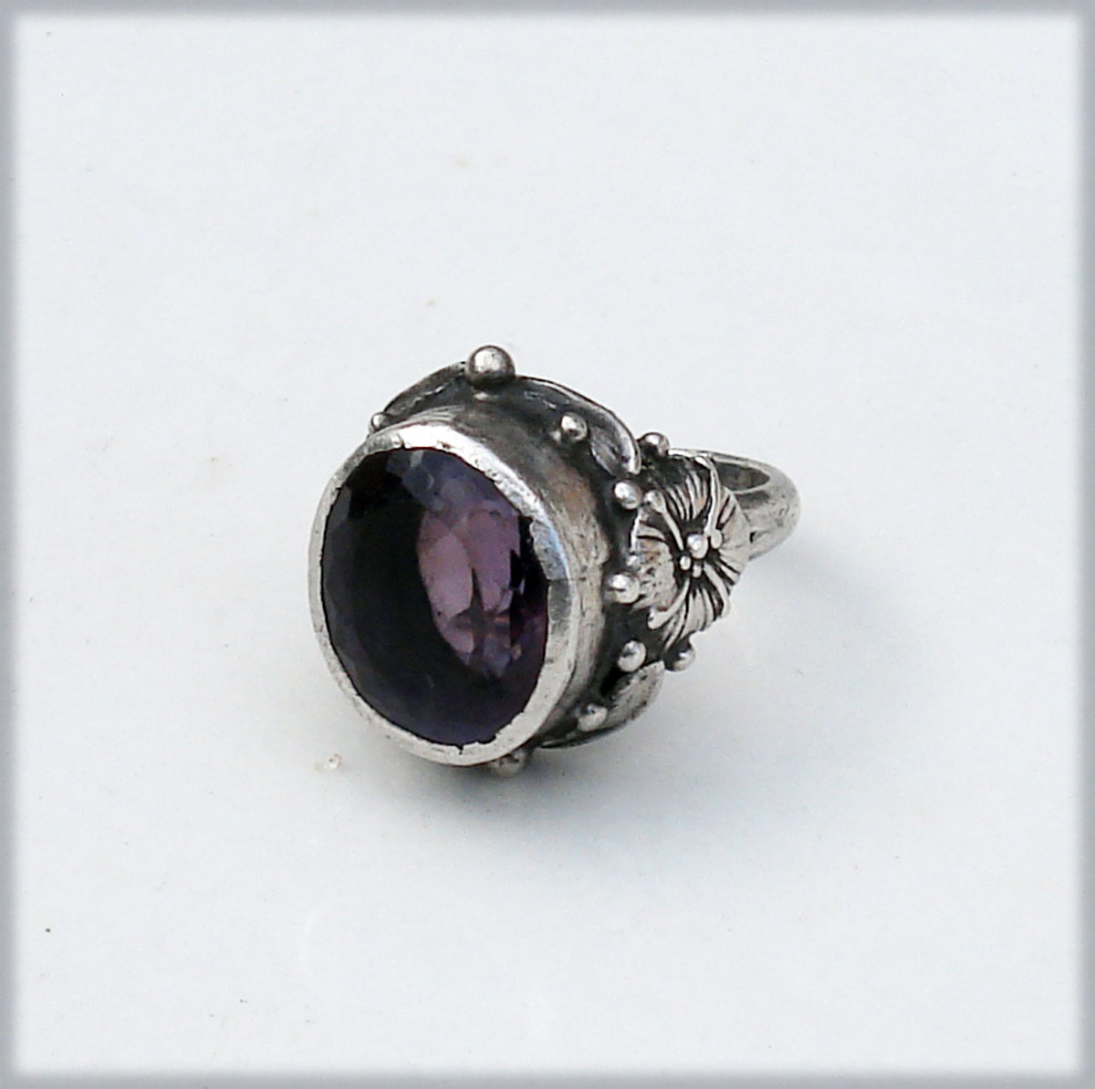 Art Nouveau Silver and Amethyst Ring