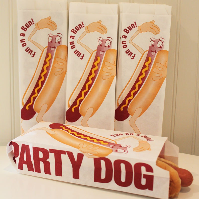 Hot Dog Bag, 20 Fun On A Bun HOT DOG BAGS, Fun vintage retro style Dancing Hot Dog Bag